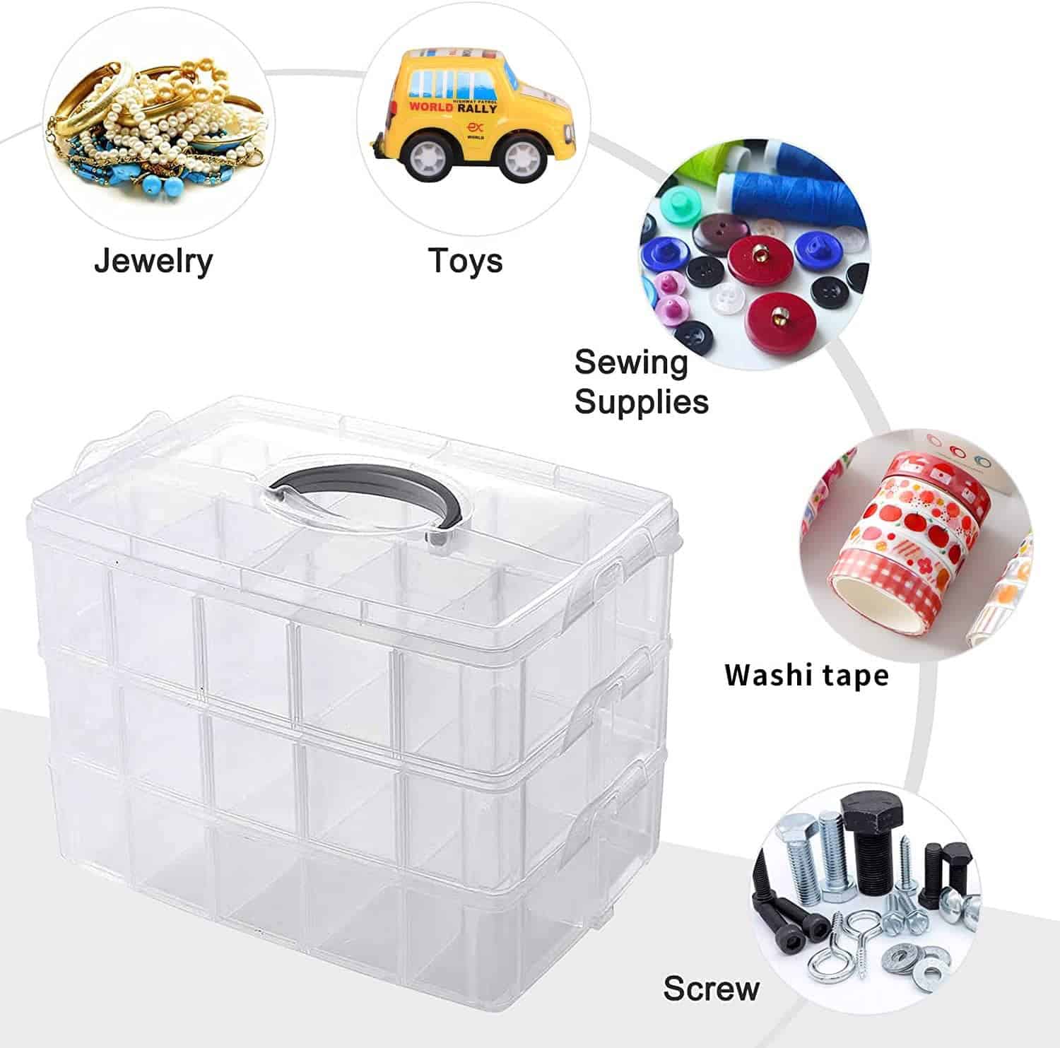 Colorful sewing supplies including buttons, thread, and pins on a white background.