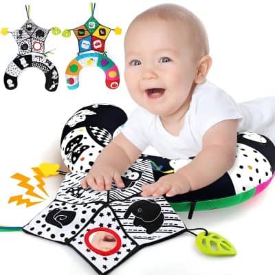 Colorful baby sensory play mat with textured interactive toys for infants and toddlers, perfect for early development.