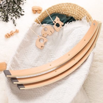 Natural wooden baby mobile with elephant-shaped hanging toys for nursery decor and sensory play. Perfect for infants, handcrafted, and eco-friendly, enhancing baby’s development and nursery aesthetics.