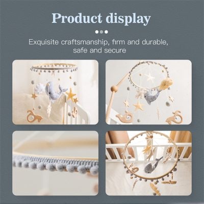 Deluxe baby mobile with star, whale, and animal charms, perfect for nursery decor.