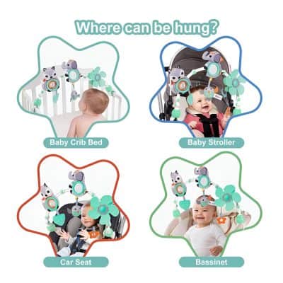 Colorsful baby mobile for cribs, strollers, car seats, and bassinets, featuring cute animal designs to entertain and soothe infants, perfect for Monalisa Medical store’s baby accessories collection.