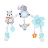 Soft baby mobile with animal and nature designs, perfect for infant nursery decor, featuring plush elephant, owl, and fox figures, gentle music, and soothing colors for newborn comfort.