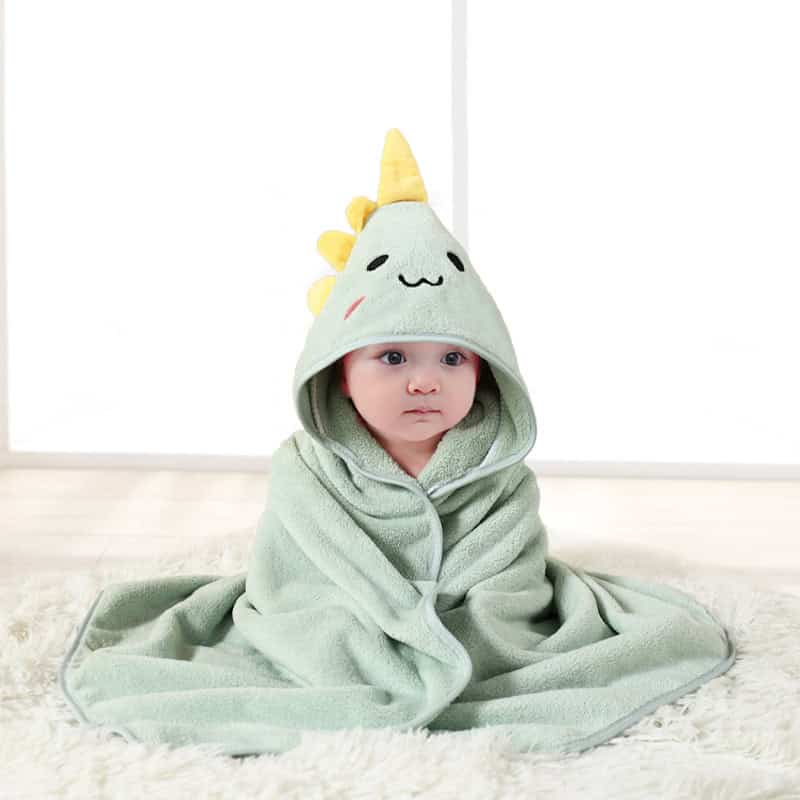 Superhero baby towel with unicorn hood, soft plush kid's bath wrap, cute and cozy monster costume for children, adorable animal-themed towel for kids, relevance: high, perfect for children's bath accessories and costume dress-up.