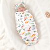 Baby sleeping in cute animal print swaddle blanket with matching hat at Monalisa Store.