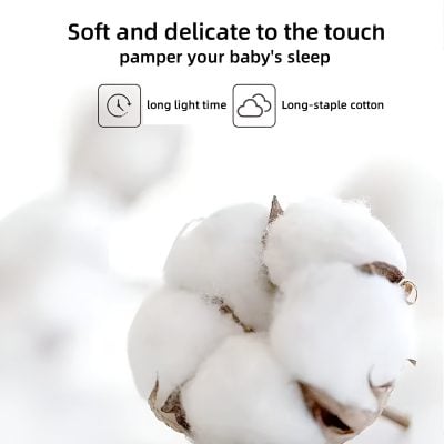 High-quality cotton for baby care, emphasizing softness, durability, and comfort; ideal for making baby bedding and sleep accessories.