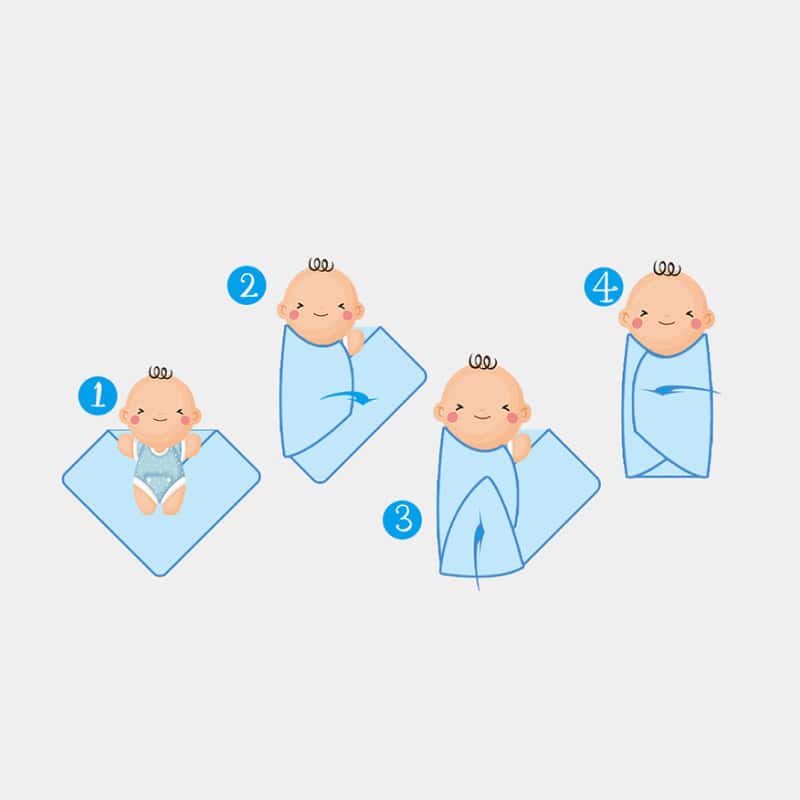 Baby swaddle wrapping instructions illustration at Monalisa Store for newborns and infants care.