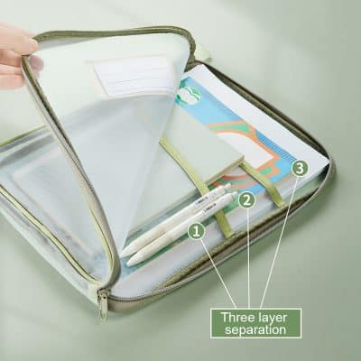 Portable medical kit organizer with compartments for pens, documents, and electronics, featuring three-layer separation for efficient storage and easy access. Perfect for healthcare professionals on the go.