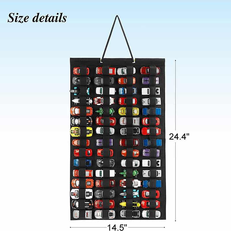 Miniature car display rack perfect for showcasing collectible toy cars, model cars, and die-cast car sets for kids and collectors. Compact size 14.5" x 24.4" for easy organization.