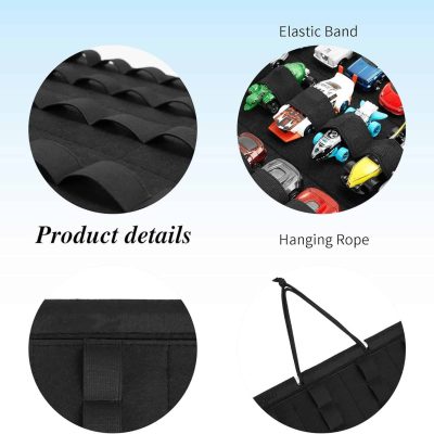 Black elastic bands for organizing small items and accessories.