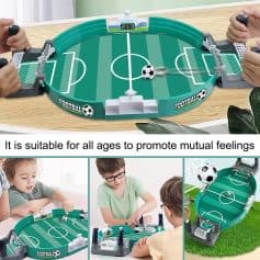 Playing football table game, fun family game for kids and adults, tabletop soccer game for all ages, indoor sports toy, multiplayer football game, compact football game set, football table top game, recreational sports toy, family entertainment game, educational football amusement.