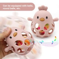 Bouncy soft rubber duck toy with holes, musical sound feature, perfect for babies and kids, available at Monalisa Store for safe, entertaining play.