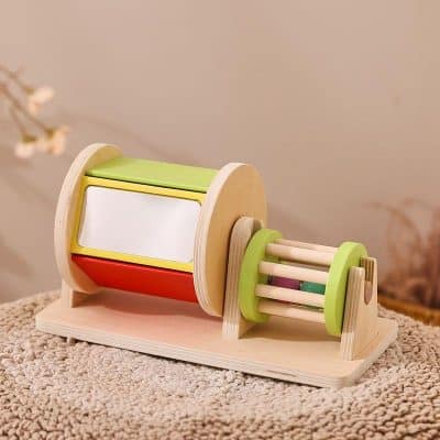 Colorful wooden optical illusion toy for kids, designed to stimulate visual perception and fine motor skills, ideal for optical learning and educational play at Monalisa Store.