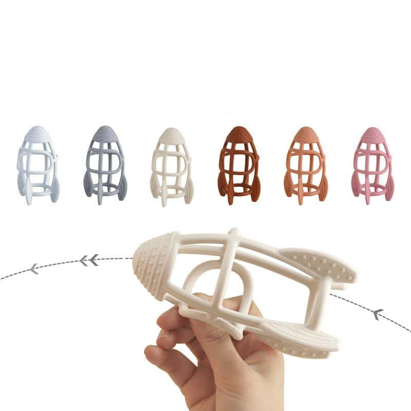 Colorful plastic baby teethers in various pastel shades, designed for infant oral health and teething relief. Perfect for soothing babies during teething stages.