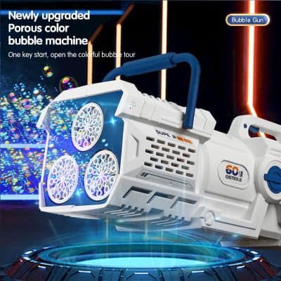 Porous bubble machine for optometry displays, LED colorful bubble generator for optical store effects, modern optical retail bubble gun, eye care shop bubble technology, high-quality optical display equipment.