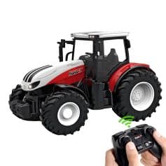 Remote-controlled toy tractor for kids, wireless RC farm vehicle with realistic design and durable tires, perfect for outdoor play and kid's toy gifts.
