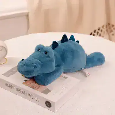 Blue plush dinosaur stuffed animal for kids, soft toy with spikes, cute and cuddly dinosaur plushie, suitable for nursery decor and gift for children, Monalisa Store product.