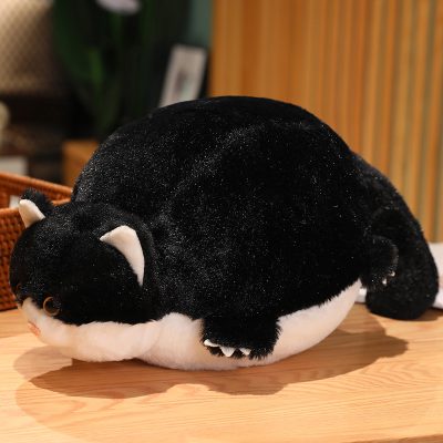 Black and white adorable stuffed animal, plush cat toy for kids or collectors at Monalisa Store.