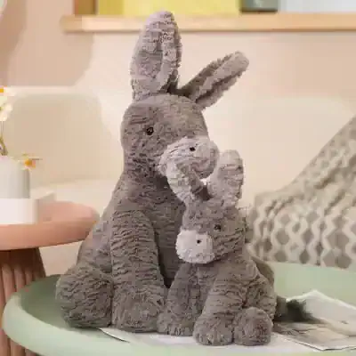Fluffy grey bunny plush toy set for children, adorable stuffed animal gifts for kids and babies, perfect for bedroom decor or playroom, Monalisa Store opt.