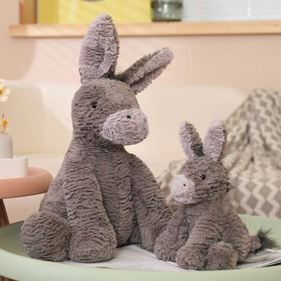 Soft plush donkey and bunny toys for children, perfect for bedroom decor or cuddly companions. Adorable, cozy, and high-quality stuffed animals from Monalisa Store.