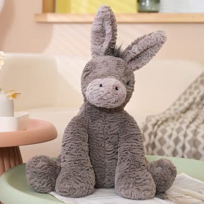 Fluffy gray plush bunny toy, adorable stuffed animal for children, soft cozy bunny plushie, perfect gift for kids and toddler bedroom decor.