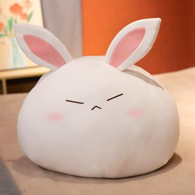 Cute bunny-shaped lamp, soft light, nursery decor, adorable nightlight for children, white and pink bunny design, cozy ambiance, playful and comforting decor for kids' rooms.