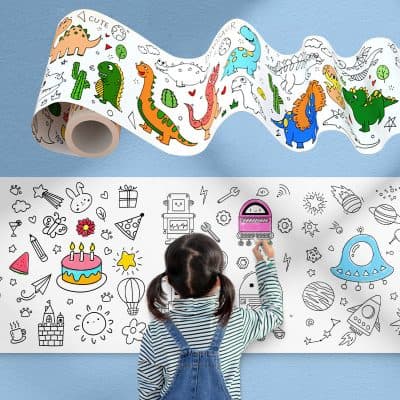 Colorful dinosaur-themed wall decals for children's room decor, playful and educational wall art for kids' bedrooms and nurseries.