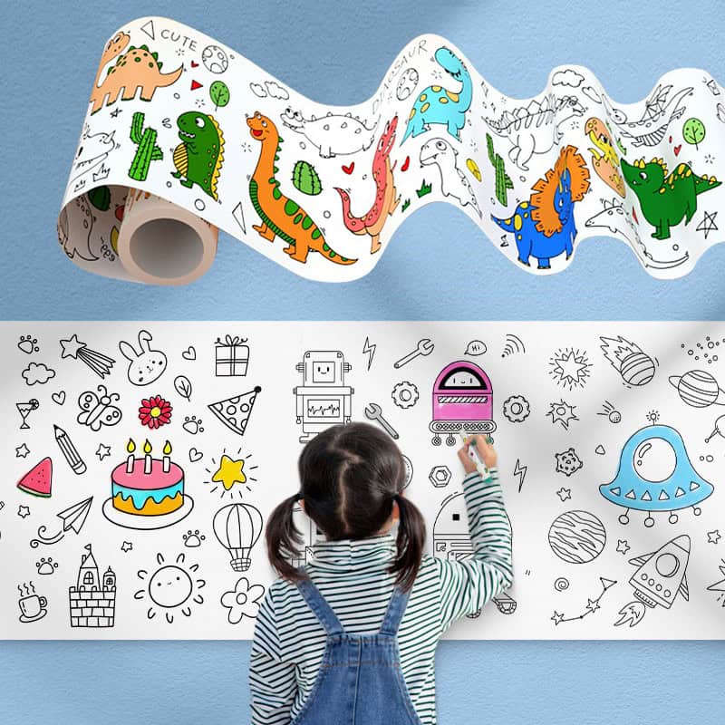 Colorful dinosaur-themed wall decals for children's room decor, playful and educational wall art for kids' bedrooms and nurseries.