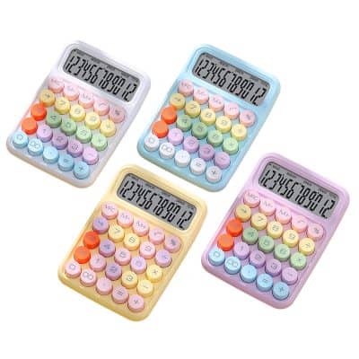 Colorful pastel calculator with basic functions, ideal for office, school, and home use at Monalisa Store.