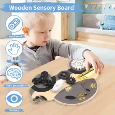 Solid wood sensory board for children, educational toy, developmental activity, fine motor skills, Montessori toy, Monalisa Store.