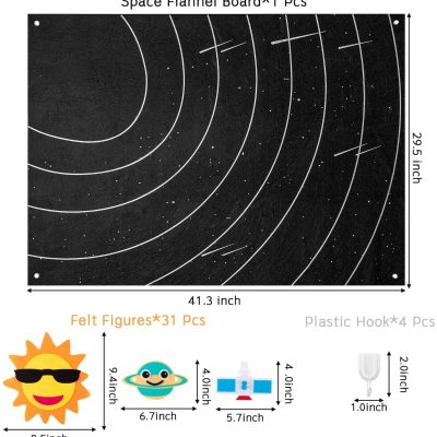 Vast space-themed felt and fabric wall decor board with star and constellation designs, ideal for children’s rooms and educational purposes.