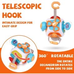 Telescopic toy helicopter with 360-degree rotatable drone for kids, featuring easy grip design and colorful features for interactive play.