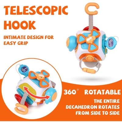 Telescopic toy helicopter with 360-degree rotatable drone for kids, featuring easy grip design and colorful features for interactive play.