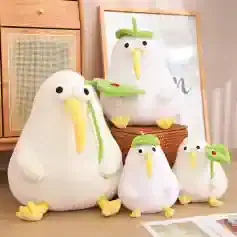 Soft plush bird toys collection at Monalisa Store featuring cute and colorful chicken characters for kids and home decor, perfect for gifting or playful bedroom accessories.