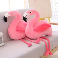 Pink flamingo plush decorative pillow for home decor, ideal for romantic settings or children's rooms, soft and comfortable, perfect for gifting.