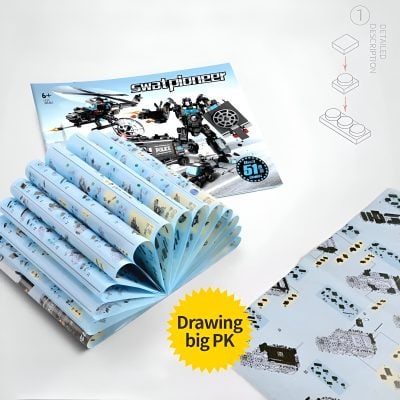 Lego building instruction manual for a police helicopter toy set, detailed step-by-step guide, and assembly diagrams for kids and hobbyists, perfect for constructing LEGO SWAT helicopter model from scratch.