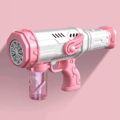 Pink toy gun with sci-fi design, perfect for children or cosplay accessories.