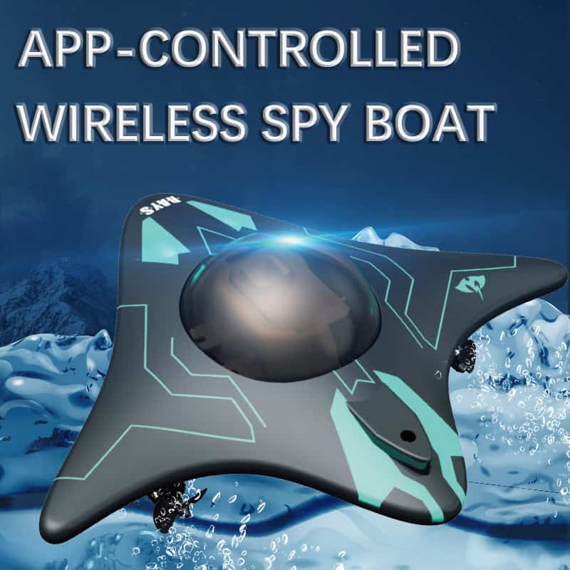 App-controlled wireless spy boat for surveillance and remote monitoring, waterproof design, cutting-edge technology, and high-definition camera for safety and security needs.