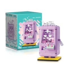 Colorful pink mini toy doll vending machine building block set, perfect for children’s creative play and gift-giving. Features detailed design and easy assembly, ideal for young collectors and fans of toy figures.