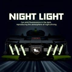 High-visibility night driving car with luminous lights, advanced headlights, and sleek design for improved safety and aesthetics. Perfect for night driving and automotive enthusiasts.