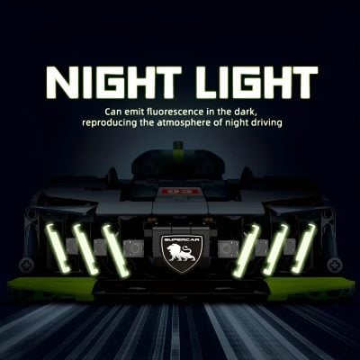 High-visibility night driving car with luminous lights, advanced headlights, and sleek design for improved safety and aesthetics. Perfect for night driving and automotive enthusiasts.