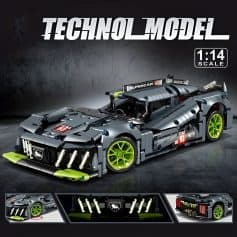 LEGO Technic Supercar building kit, detailed 1:14 scale model with realistic engine and racing details, ideal for adult Lego enthusiasts and car fans.