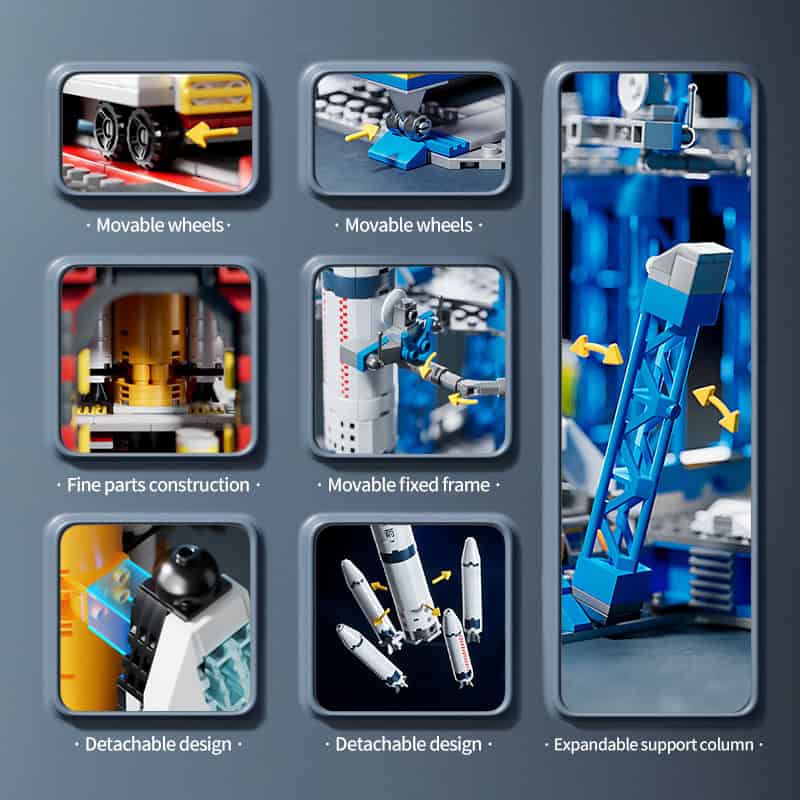 Lego space exploration construction kit, movable wheels, fine parts construction, movable fixed frame, detachable design, expandable support column, detailed space building blocks for STEM educational toys, space-themed engineering set for kids and teens, toy for space enthusiasts and learners.