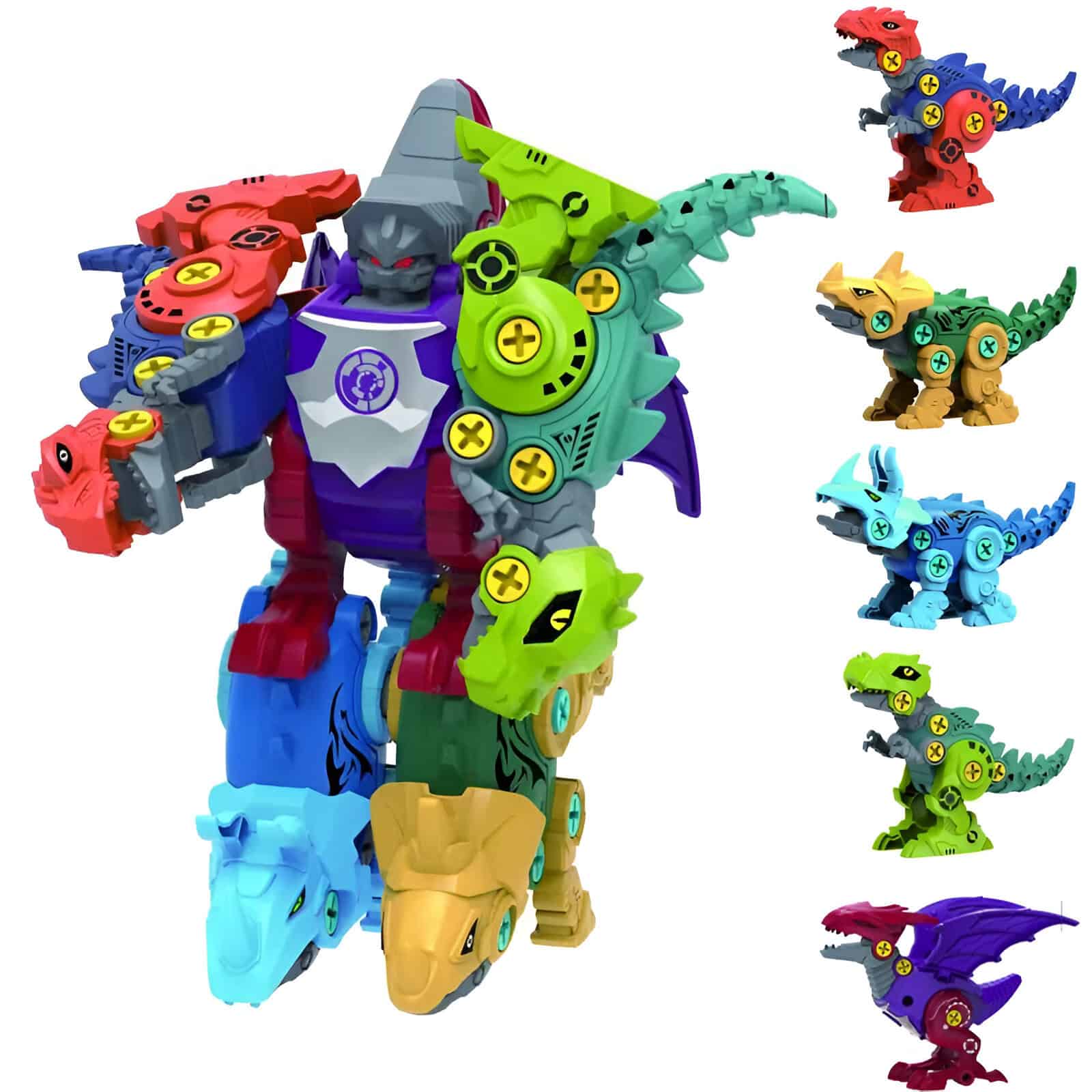 Colorful dinosaur-themed robot toy with interchangeable parts and vibrant design, suitable for children and collectors, featured on Monalisa Medical's online store.