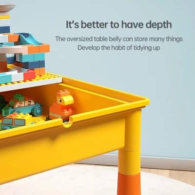 Colorful LEGO toy storage box for kids, ideal for organizing toys and developing tidying habits, featured in Monalisa Store healthcare and wellness space.