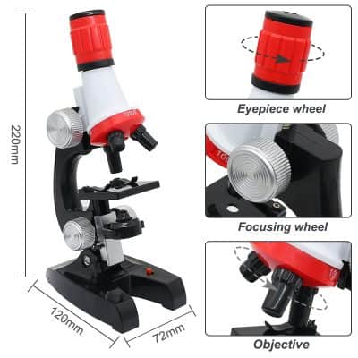 Microscope for kids, educational toy microscope for children, kid-friendly binocular microscope with focusing wheel and eyepiece rotate, perfect for young students learning biology, science classroom accessory, STEM learning tool, laboratory-grade mini microscope, durable design, beginner microscope for science experiments, lightweight and easy to use, ideal gift for budding scientists, preschool to elementary science gift, educational STEM toy for kids.