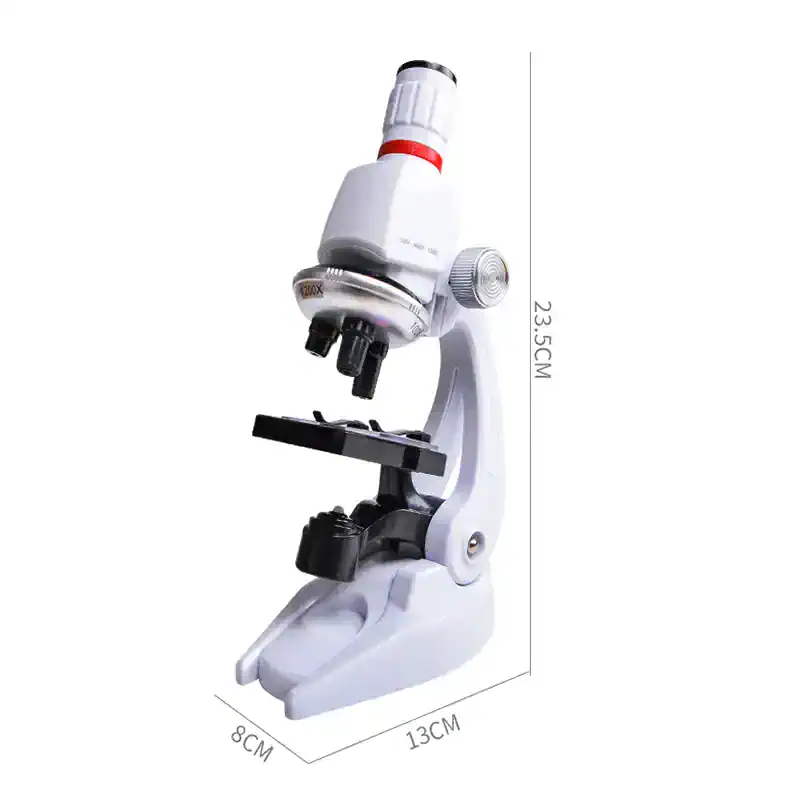 Compact LED light microscope for educational and professional lab use, featuring adjustable focus and high magnification. Perfect for biological research and specimen examination.