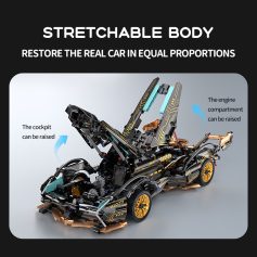 Foldable sports car model with moving cockpit and engine compartment, toy car, mechanical design, mechanical engineering, robotics, Monalisa Store.
