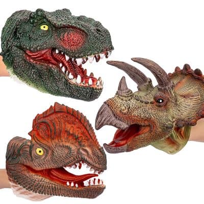 Colorful dinosaur masks for kids, including T-Rex and Triceratops, perfect for dress-up, parties, and imaginative play, from Monalisa Store.