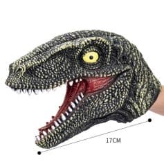 Realistic dinosaur head costume toy with detailed scaled texture and open mouth showing sharp teeth, perfect for Halloween and cosplay events.