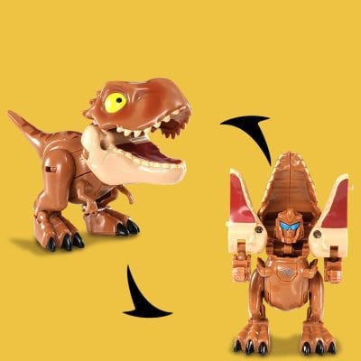 Dinosaur-themed Transformers toy with a dragon head, articulated limbs, and a robotic vehicle mode, perfect for kids and collectors.
